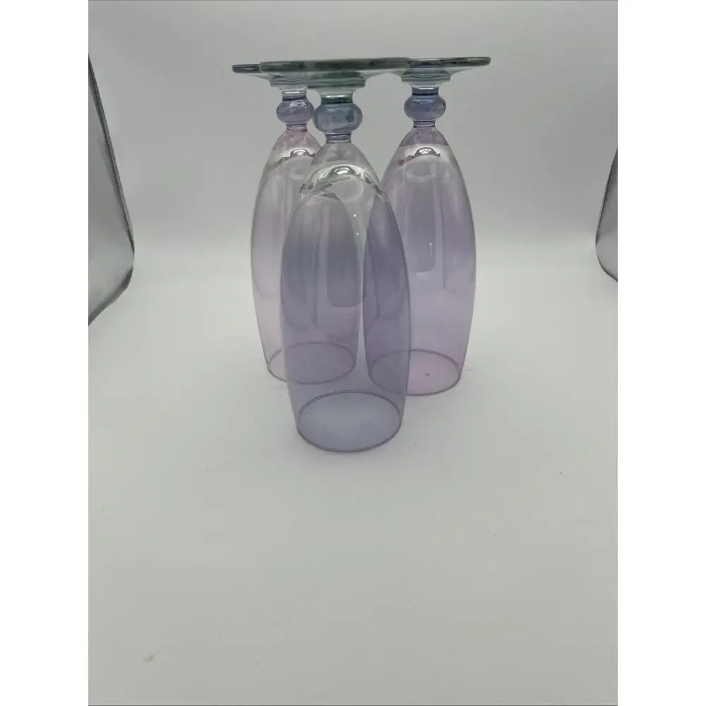 Luster Cocktail Glasses. Made In Italy, 1970’s Set Of 3. Two Pink One Purple.